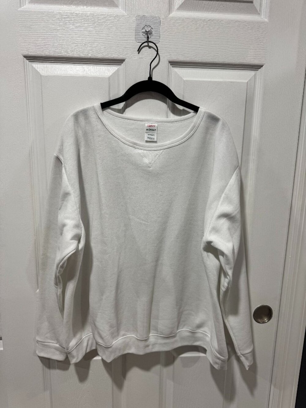 Hanes EcoSmart white crewneck sweatshirt pullover fleece 2XL